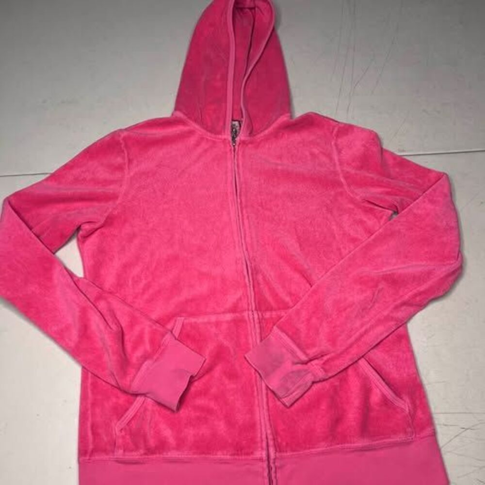 Juicy Couture Pink Velour Zip-Up Hoodie Size XL